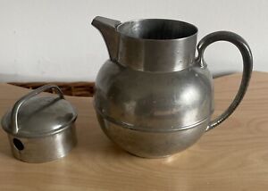 Distinctive 6" Pewter Tea / Coffee Pot Silver Pewter w/ Removeable Lid