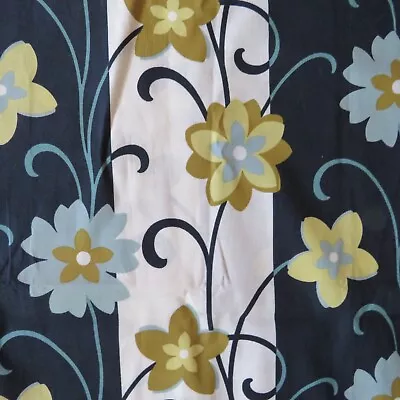 Vtg Benartex Quilt Craft Fabric "City Blooms", Blue & Green Floral Stripe 1.8 yd - Image 1 of 4