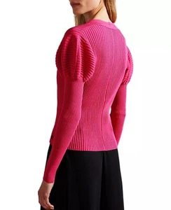 Suéter Ted Baker Ivery Acanalado Manga Abullonada Talla 2 Mediano Nuevo con Etiquetas $150 - Imagen 1 de 10
