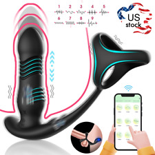 Thrusting Prostate Massager Anal Vibrator Butt Plug Dildo Cock Ring Sex Toys Men
