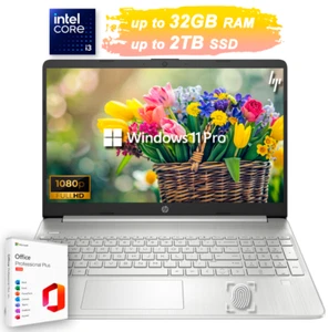 2025 HP Laptop Compute 15.6 FHD 6-Core Intel i3 Upto 32GB RAM 2TB SSD Office Pro - Picture 1 of 13
