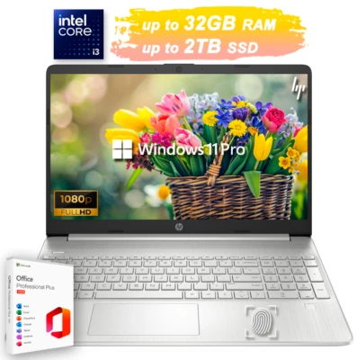 2025 HP Laptop Compute 15.6 FHD 6-Core Intel i3 Upto 32GB RAM 2TB SSD Office Pro - Image 1 of 4