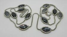 CHARLES KRYPELL STERLING SILVER HEMATITE STATION NECKLACE 38" LONG - LB-C2519