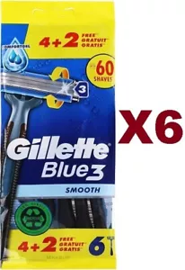 6 PZ GILLETTE BLUE 3 RASOIO DA BARBA DA 6 PZ USA E GETTA NUOVO RADI E GETTA - Foto 1 di 2