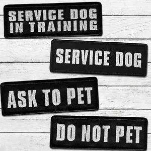 Service Dog Patches (2-Pack) Highly Reflective Embroidered for Dog Vest &Harness - Picture 1 of 12