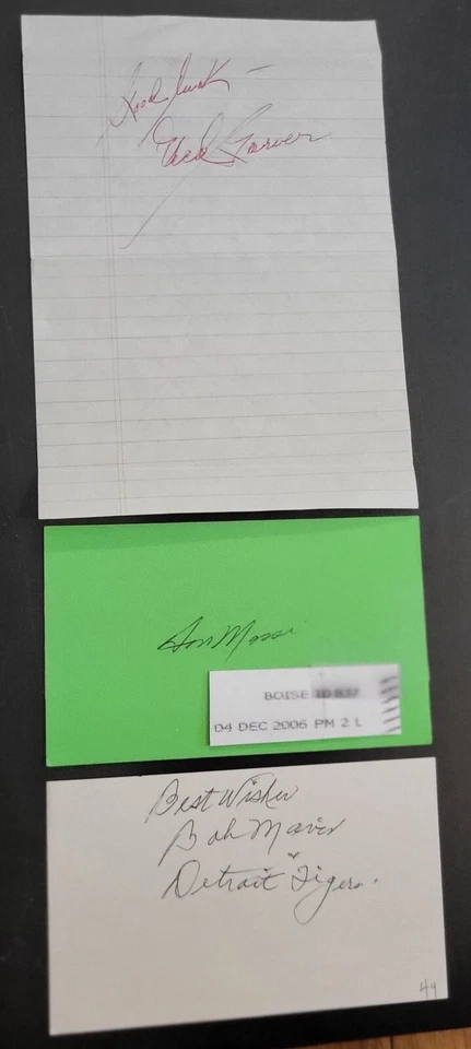 (3) Ned Garver / Don Mossi / Bob Mavis Autographs Detroit Tigers Baseball - Image 1 of 1