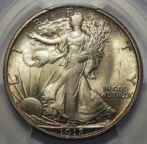 1918-S PCGS MS64 WALKING LIBERTY HALF DOLLAR  - Picture 1 of 4