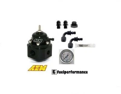AEM Universal Adjustable Fuel Pressure Regulator &DIY AN Fittings KIT #25-302BK  - Image 1 of 3