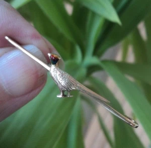 Broche FAISÁN Vintage Oro Amarillo y Esmaltado 9ct - Tiro/Caza c.1900/10 - Imagen 1 de 10