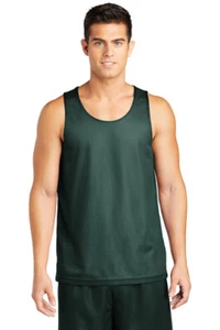 SportTek Sleeveless Reversible Poly Mesh Basketball Jersey Tank Adult Dark Green - Picture 1 of 7
