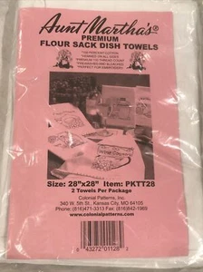 NEW Aunt Martha’s Flour Sack Dish Towels 2 Pack White 100% Cotton USA FREE SHIP - Picture 1 of 5