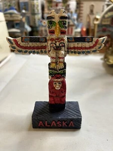 Alaska Resin Totem Pole Figurine People Figures Dragon Wings Bird Beak Souvenir - Picture 1 of 2