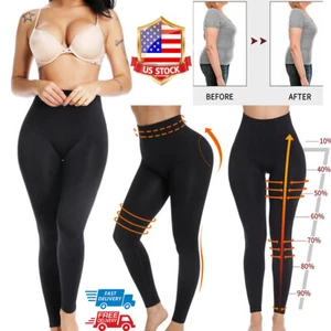 Women Full Length High Waist Shaper Leggings Tummy Control Shapewear Tone Pants - Picture 1 of 27