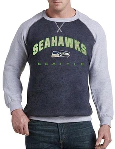 Sudadera para hombre Seattle Seahawks NFL Raglan lana tripulación tallas grandes y altas - Imagen 1 de 2