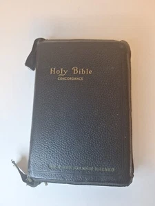 Vintage Holy Bible KJV Personalized Red Letter Zipper Illustrated Concordance  - Bild 1 von 19
