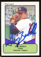 1990 Edmonton Trappers GARY BUCKELS Signed Card autograph AUTO CARDINALS