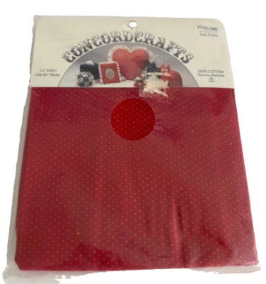 Concordcrafts Fabric Half Yard 100% Cotton 44/45" Wide Red w/ Gold Dots Vintage - Image 1 of 4