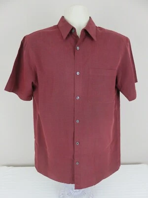 Camisa de manga corta para hombre Brandini roja y negra con botones talla pequeña Foto 1 de 4