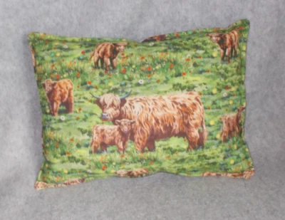 Handmade Highland Farm Cow Small Cotton Travel Car Camper RV Dorm Travel  Pillow - Image 1 of 4