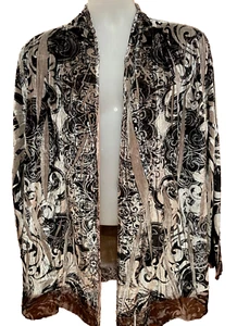 Style & Co Jacket Women's XL Black & Silver Velvet Open Front Polyester BA17 - Picture 1 of 6