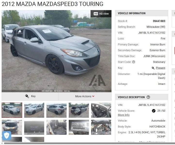 (LOCAL PICKUP ONLY) Driver Left Quarter Glass Hatchback Fits 10-13 MAZDA 3 42795 - Image 1 of 4