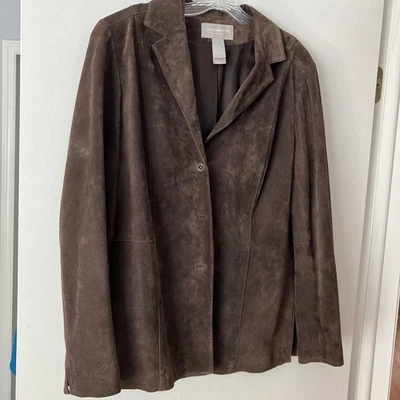 Blazer/chaqueta vintage de gamuza marrón Liz Claiborne, talla grande Foto 1 de 4