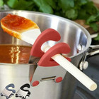 1pc Silicone Pot Clip Spoon Holder Heat Resistant Kitchen Rest for Spoon Spatula