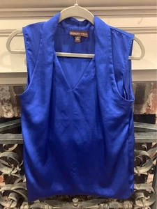 Dana Buchman Top Azul Sin Mangas Sedoso, Talla Mediana, Azul Real (Bin EE) - Imagen 1 de 4