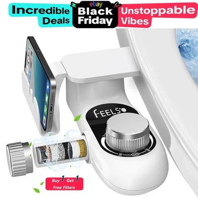 Bidet Fresh Water Spray Kit Non Electric Toilet Seat Attachment with Dual Nozzle - Image 1 of 4