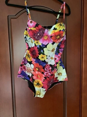 DOLCE & GABBANA Swimwear Pink White Floral Swimsuit Beachwear Bikini 4It/Large - Image 1 of 4