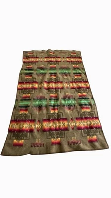 "Manta Pendleton Woolen Mills Chief Joseph lana caqui 73"" por 47"" Beaver State" Foto 1 de 2
