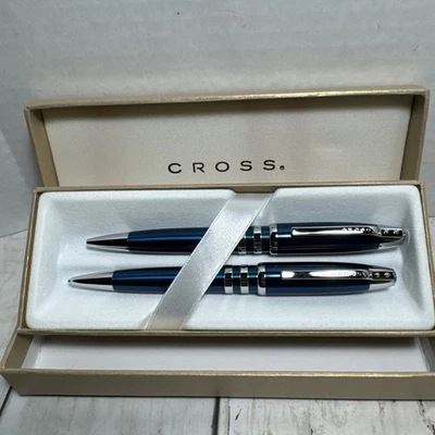 Набор шариковых ручек и карандашей Cross синий и серебристый с подарочной коробкой - Изображение 1 из 4