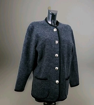 MOESSMER ITALY Women's Loden Tyrolean Jacket 100% Pure Virgin Wool Col. Grey S - Image 1 of 4