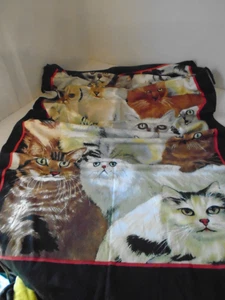 All Over Cat Print Beach Bath Towel Terrisol 100% Cotton by Karsten 30" x 59" - Picture 1 of 9