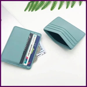 Estuche para tarjetas de identificación de cuero PU - Delgado soporte multi-ranura para tarjetas bancarias/de crédito - Imagen 1 de 33