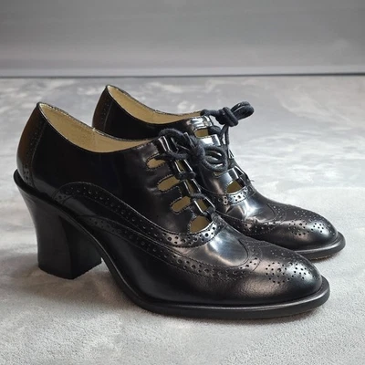 Kenneth Cole Collection 女式系带黑色皮革高跟鞋 8 M 码 — 第 1/4 张图片