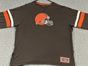 Majestic Cleveland Browns Long Sleeve Jersey Shirt XL Brown Distressed NFL - Picture 1 of 13