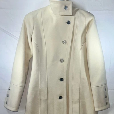 范思哲 Jeans Couture Ecru 羊毛外套 S 码,签名银色纽扣复古 — 第 1/4 张图片