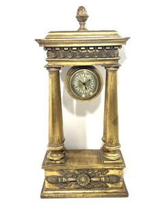 Mantle Clock Decor Gold Tone Wood Roman Empire Style 21.5x10" USA VTG Tested - Picture 1 of 11