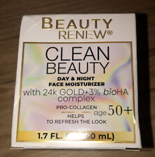 Clean Beauty Renew Day & Night Face Moisturizer 24k Gold + 3% bioHA 50+ 1.7 oz
