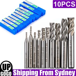 10Pcs 4 Flute Milling Drill Bit Cutter HSS-Al Cutter End Mill CNC Tools 2-10mm - Picture 1 of 10