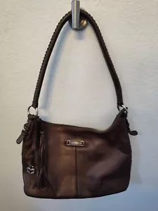 Brighton Whipstitch Hobo Bag Purse Pebbledd leather zipper top closure handle - Picture 1 of 16