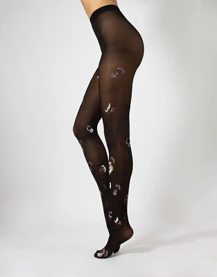 Blickdichte Strumpfhose 40 den Blumenmuster, Microfaser, Größe L/XL - Bild 1 von 4