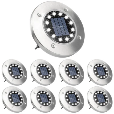 12LED Solarleuchten Bodeneinbau-Strahler Außen Wegelampen Gartenlichter Sensor - Bild 1 von 4