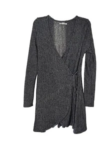 O’neil Size M Wrap Sweater Dress Length 33” Gray Long Sleeve #J2 - Picture 1 of 7