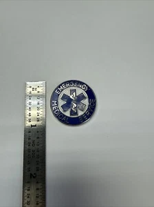 EMERGENCY MEDICAL SERVICE Pin - EMS Collar Brass - Blue White & Silver -NEW - Picture 1 of 3