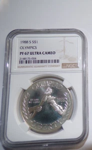 1988-S $1 Olympics Silver Dollar Commemorative NGC PF67 Ultra Cameo - Picture 1 of 2