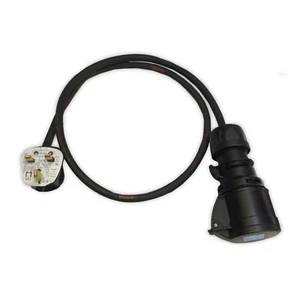 Marten® 13a UK Plug to 240v 16a PCE Black 1m Lead for Stage use H07RN-F3 1.5mm - Picture 1 of 1