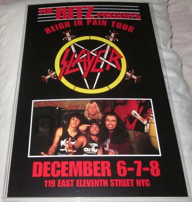 SLAYER 1986 THE RITZ REIGN IN PAIN TOUR REPLICA CONCERT POSTER - Image 1 of 2