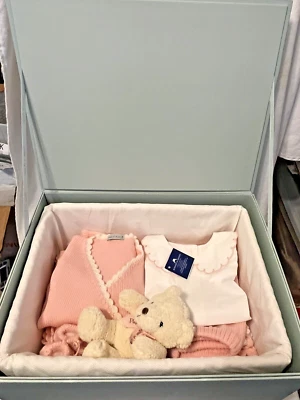 Papo d'Anjo Baby Layette 12mo Pink Deluxe Gift Basket Blanket 100% Wool 2007 New - Image 1 of 4